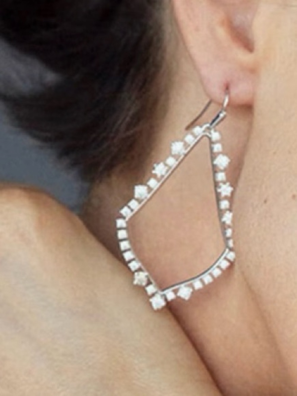 Kendra Scott Sophee Crystal Drop Earrings Silver Rhodium Plated White Crystals - Picture 3 of 5